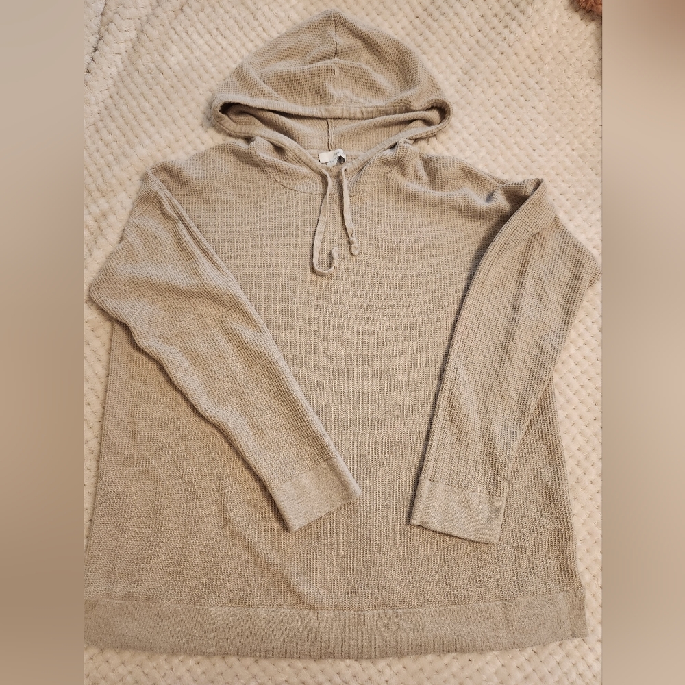 J. Jill Pure Jill Waffle Knit Pullover Hoodie Tunic Long Sleeve, Size S